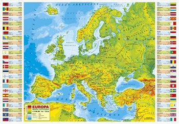 PODKŁAD NA BIURKO OKLEJANY MAPA FIZYCZNA EUROPY