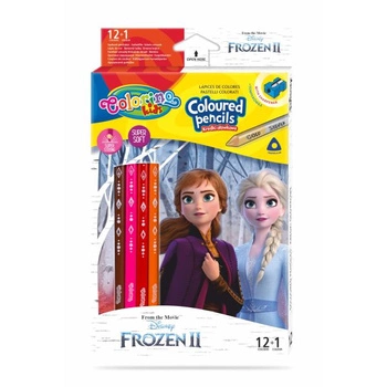 Kredki ołówkowe trójkątne 12 szt/13 kolorów Colorino Disney Frozen
