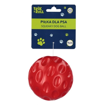 Piłka dla psa 9cm z dźwiękiem czerwona TRIK&ROLL 560865