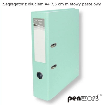 SEGREGATOR Z OKUCIEM A4 7,5 cm MIĘTOWY   PASTELOWY