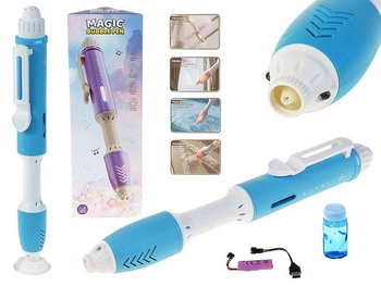 Magiczny długopis piszący bańkami mydlanymi, z płynem 50ml; 46,5x15,6x11cm