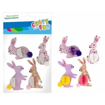 OZDOBA NAKLEJKI KRÓLIK HARMONIJKA 4SZT CF 