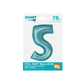 Balon foliowy Cyfra j. niebieska '5'- Wielkość 76 cm, Smart