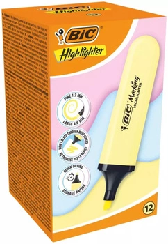 Zakreślacz Highlighter żółty pastelowy Bic pudełko A 12