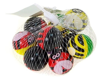 Zestaw 10 piłeczek kauczukowych 3,2cm; 12x12x3,5cm, siatka (6/582583 )