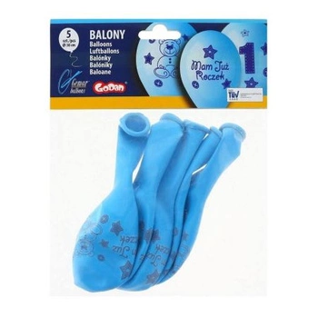 Godan Balony cyfra 1, MOJE 1 URODZINY, 5szt., 12cali, niebieskie