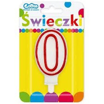 Świeczka na tort Czerwony Kontur Cyfra 0 Godan