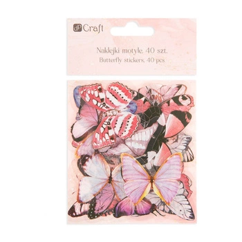 NAKLEJKI PET MOTYLE , 40 SZT. - WIELOKOLOROWE