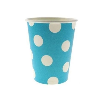 KUBECZKI PAPIEROWE GROSZKI BŁĘKITNE 270ML 6SZTUK