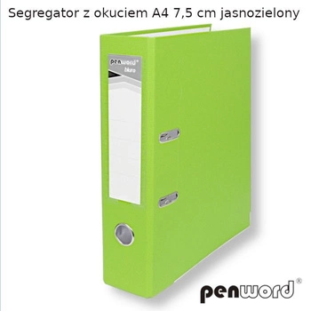 SEGREGATOR Z OKUCIEM A4 7,5 cm JASNOZIELONY