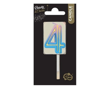 Świeczka cyferka B&C Neon 4, 44x34x12mm, 1 szt.