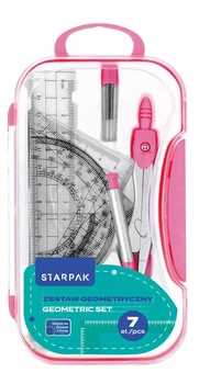 Zestaw Szkolny Geometryczny 7el. Różowy Starpak 559667