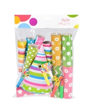 Zestaw Party dla 10 osób (10 czapeczek, 5 trąbek, 5 gwizdków, 5 serpentyn)