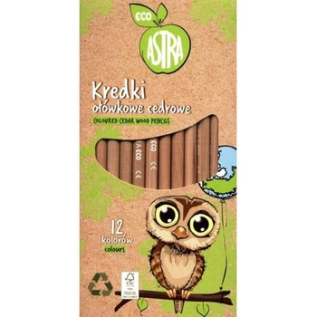Kredki okrągłe z drewna cedrowego 12 kolorów ECO Astra