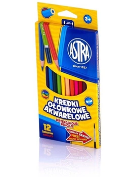 KREDKI OŁÓWKOWE AKWARELOWE ASTRA 12 KOLORÓW