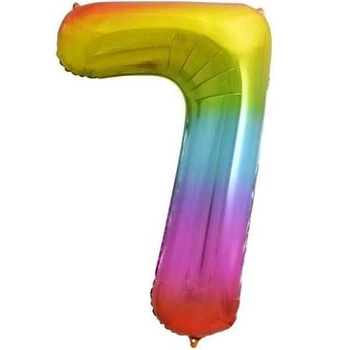 Balon foliowy Cyfra tęczowa '7'- Wielkość 85 cm