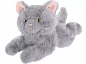 KOT pluszowy LEŻĄCY 55 CM SZARY