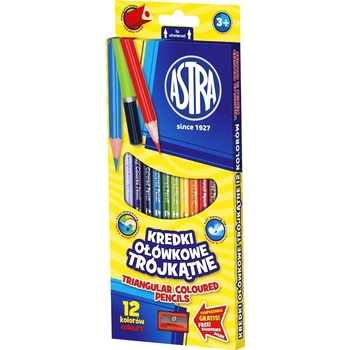 KREDKI OŁÓWKOWE TRÓJKĄTNE ASTRA 12 KOLORÓW @