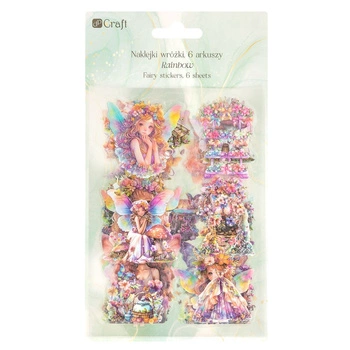 POŁYSKUJĄCE NAKLEJKI PET WRÓŻKI 6 ARKUSZY - RAINBOW
