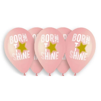 Balony Premium Hel Born to Shine (różowe), 13'/ 5 szt.