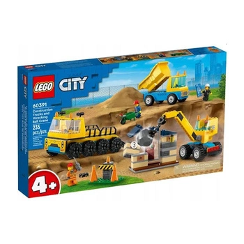 Klocki Lego City, Ciężarówki i dźwig z kulą wyburzeniową, 60391