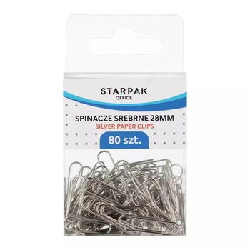 Spinacz metalowy Srebrny 80szt Etui Starpak 563702