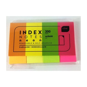 Interdruk Zakładki indeksujące Neon 200sztuk  4x20x50mm