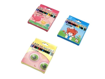 Kredki ołówkowe krótkie 12 kolorów mix wzorów