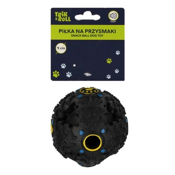 Piłka dla psa z dźwiękiem 9cm na przysmaki czarna TRIK&ROLL 560874
