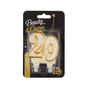 Świeczka B&C cyferka '20', złoty kontur