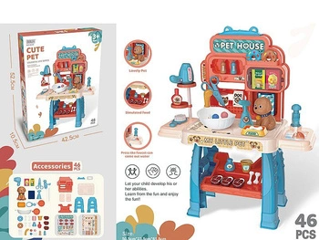 zestaw salon piękonści dla psów, rozkładany stół, 46 części,wym.rozłożonego 61,5x50,5x23,5cm; 52,5x42,5x10,5cm, Box (1/581548 )