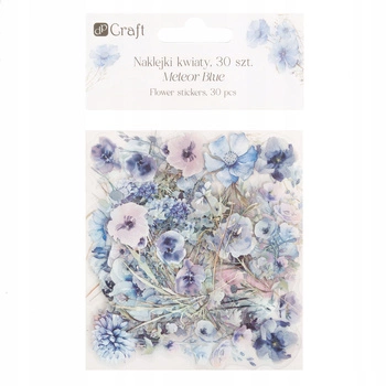 NAKLEJKI PET - KWIATY,  30 SZT - METEOR BLUE