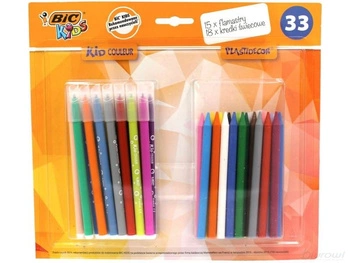 Zestaw do kolorowania flamastry 18 kolorów + kredki świecowe 15 kolorów BIC