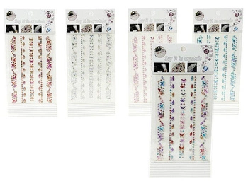 Zestaw naklejek dekoracyjnych do twarzy, diamenciki; 22,5x10cm, B/C (3/609631 )