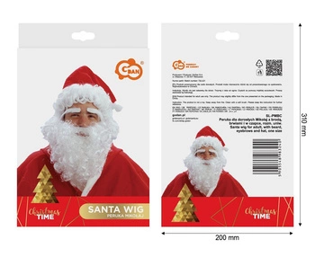 Peruka 'Mikołaj z brodą, brwiami i w czapce'