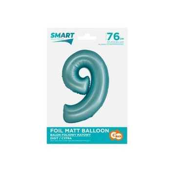 Balon foliowy Cyfra j. niebieska '9'- Wielkość 76 cm, Smart