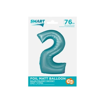 Balon foliowy Cyfra j. niebieska '2'- Wielkość 76 cm, Smart
