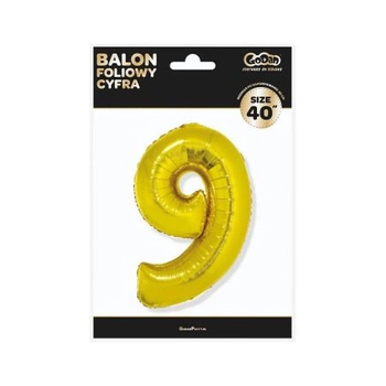 Balon foliowy Cyfra złota '9' - Wielkość 92cm