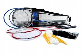 ZESTAW DO BADMINTONA 4 PALETKI LOTKI + SIATKA