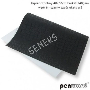 PAPIER BROKAT 5SZT CZARNY SZEŚCIOK