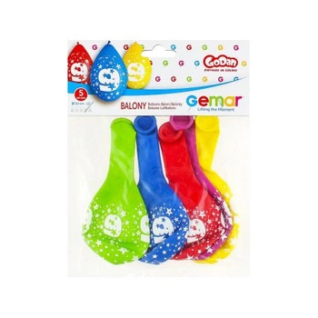 BALONY PASTELOWE Z NADRUKIEM - '9' 5SZTUK