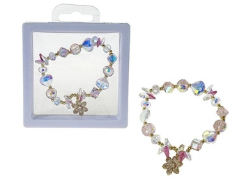 bransoletka śred.6cm, rozciągliwa, szklane koraliki z metalowymo elementami, w ozdobnym pudełku; 9x9x2cm, W/B (1/607217 )