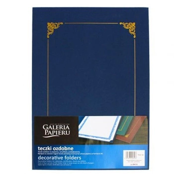 Teczka ozdobna na dyplom ze złotą ramką, granatowa 10szt/op.
