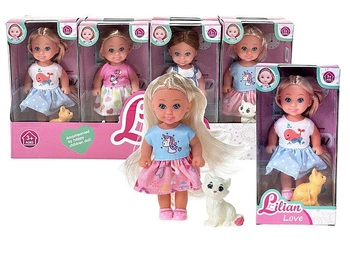 Laleczka 12cm z kotkiem, 14x7x4,5cm, display 8szt. 29,5x14,5x9cm; W/B (0/602878 )