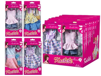 Sukienka dla lalki 29cm 22x11x2cm, W/B, display 24szt; 27x22x22cm