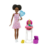 Barbie Lalka Skipper Opiekunka- Krzesełko Mini Urodziny Mattel GRP41 (asst.FHY97)