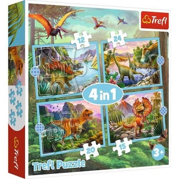 Puzzle 4W1 el. WYJĄTKOWE DINOZAURY Trefl