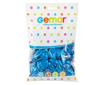 Balony GM90 metalizowane 10' 26cm - niebieskie 036/ 100 szt.
