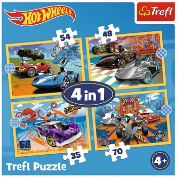 Puzzle 4w1 Pojazdy Hot Wheels