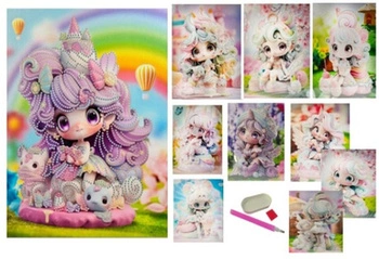 Obraz Diamentowa Mozaika na ramie 20x30cm Dziewczynka mix wzorów